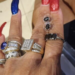 Made in INDIA 🇮🇳 authentic BLK SHUNGITE 3piece ring earring set NWT